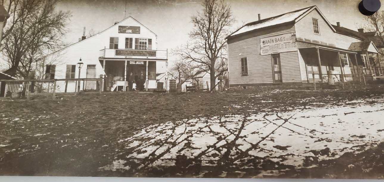 Historic photograph of the Oberle Brothers store in Weldon Spring, Missouri